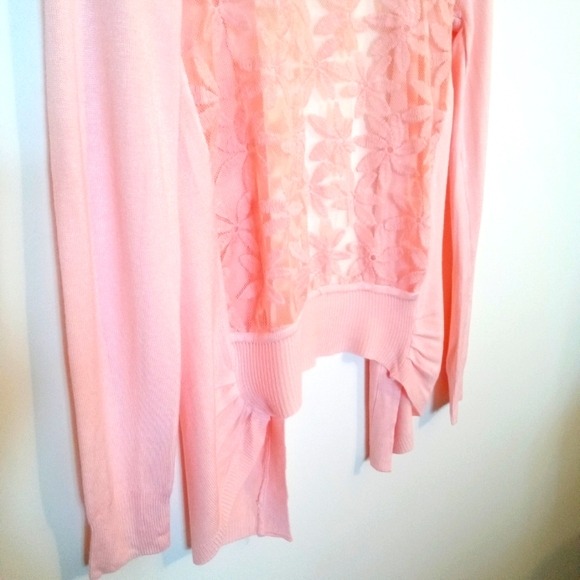 Long Sleeve Waterfall Cardigan with Lace Back - Picture 6 of 9